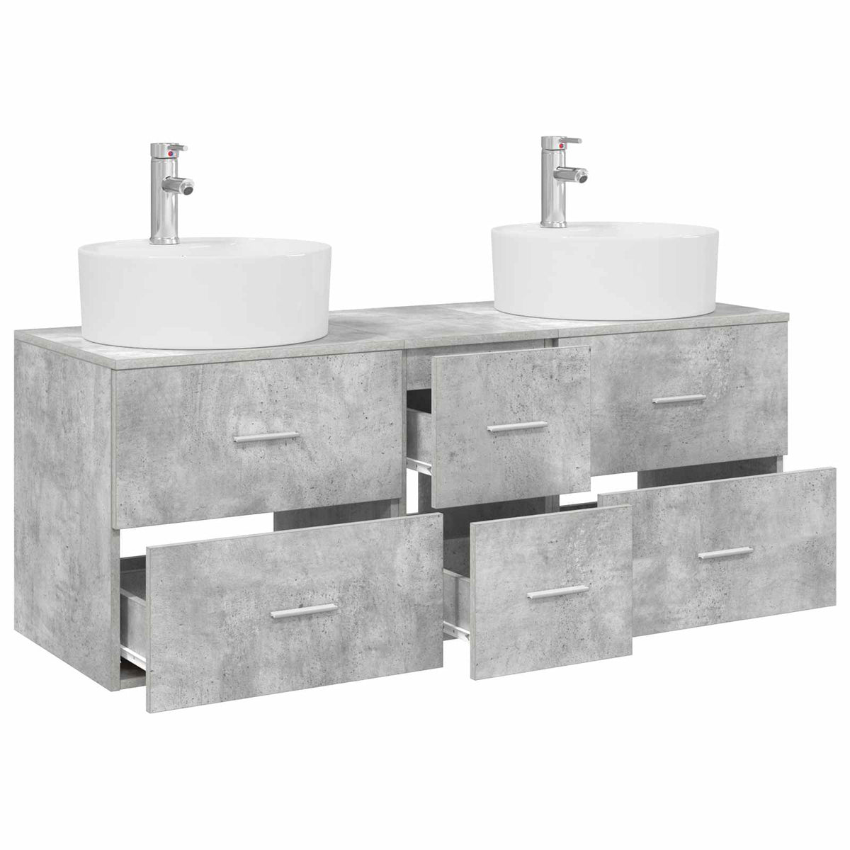 vidaXL Bathroom Furniture Set 3 pcs Concrete Grey 129 x 44.5 x 80 cm 3