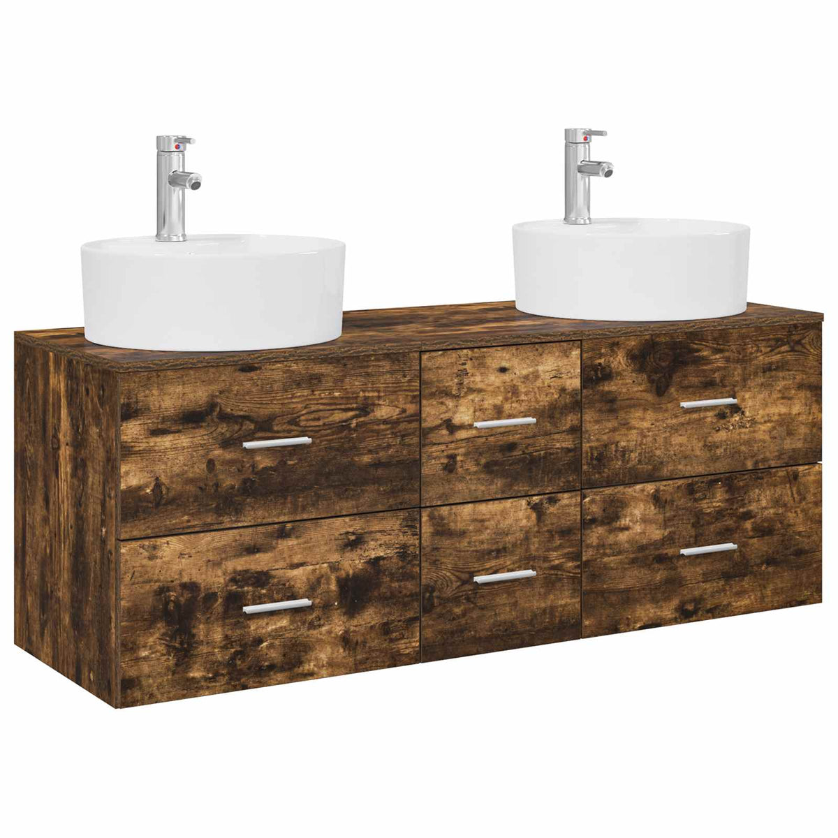 vidaXL Bathroom Furniture Set 3 pcs Smoked Oak 129 x 44.5 x 80 cm 2