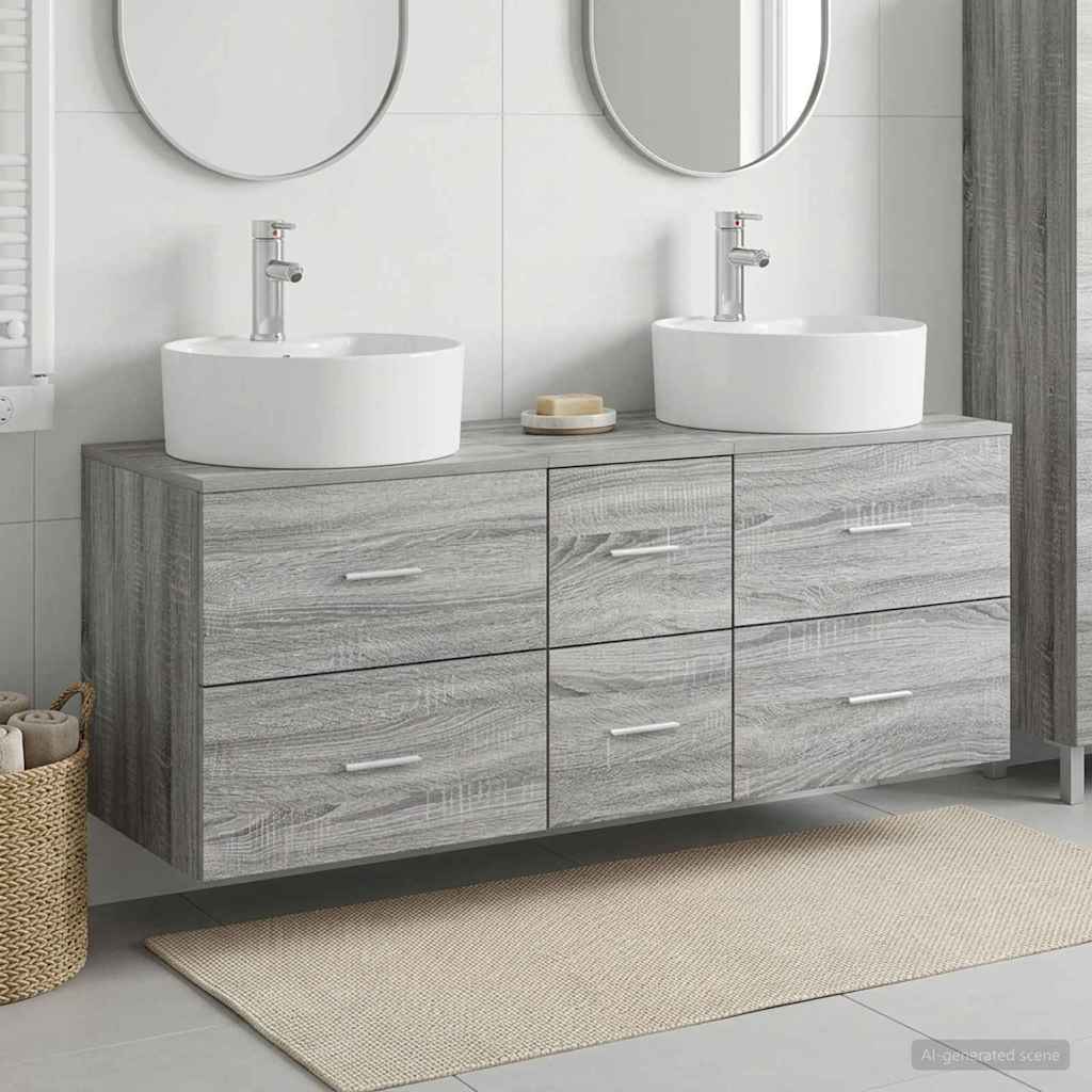 vidaXL Bathroom Furniture Set 3 pcs Grey Sonoma 129 x 44.5 x 80 cm 1