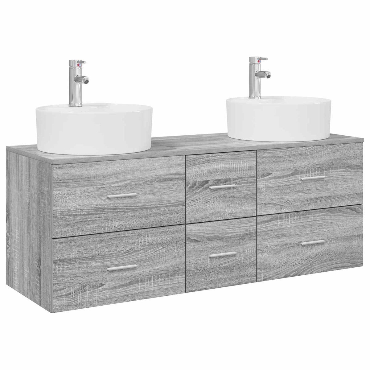 vidaXL Bathroom Furniture Set 3 pcs Grey Sonoma 129 x 44.5 x 80 cm 2