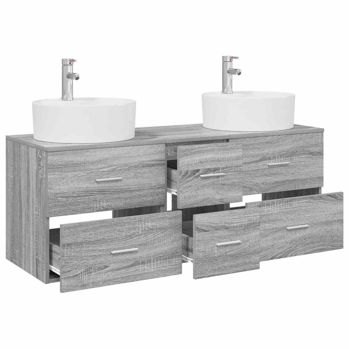 vidaXL Bathroom Furniture Set 3 pcs Grey Sonoma 129 x 44.5 x 80 cm 3