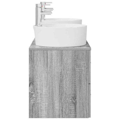 vidaXL Bathroom Furniture Set 3 pcs Grey Sonoma 129 x 44.5 x 80 cm 6