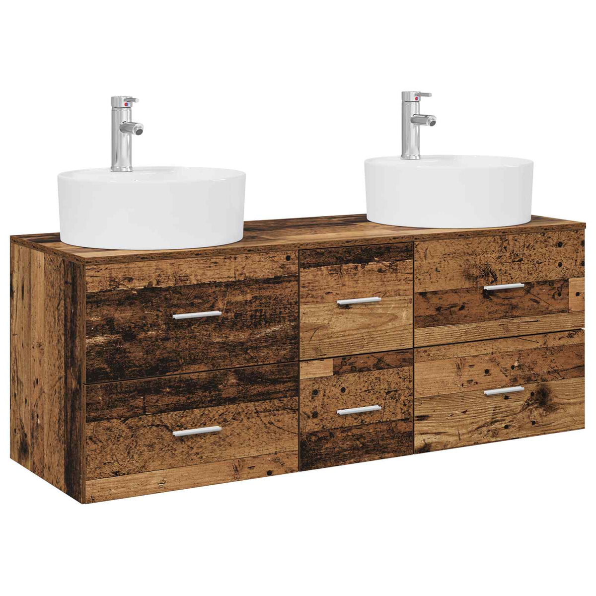 vidaXL Bathroom Furniture Set 3 pcs Old Wood 129 x 44.5 x 80 cm 2
