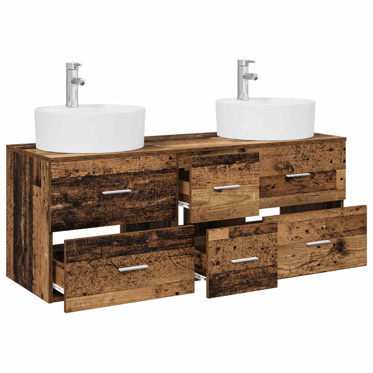 vidaXL Bathroom Furniture Set 3 pcs Old Wood 129 x 44.5 x 80 cm 3