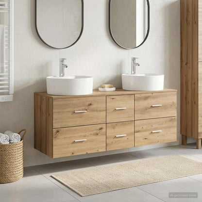 vidaXL Bathroom Furniture Set 3 pcs Artisan Oak 129 x 44.5 x 80 cm 1