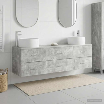 vidaXL Bathroom Furniture Set 3 pcs Concrete Grey 161.5 x 44.5 x 80 cm 1