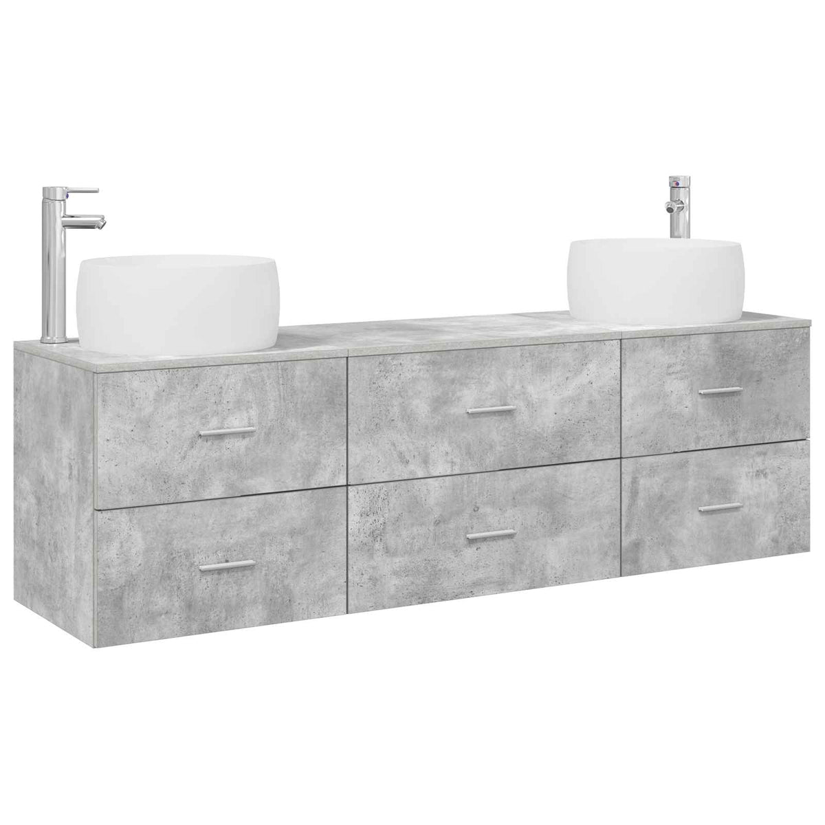 vidaXL Bathroom Furniture Set 3 pcs Concrete Grey 161.5 x 44.5 x 80 cm 2
