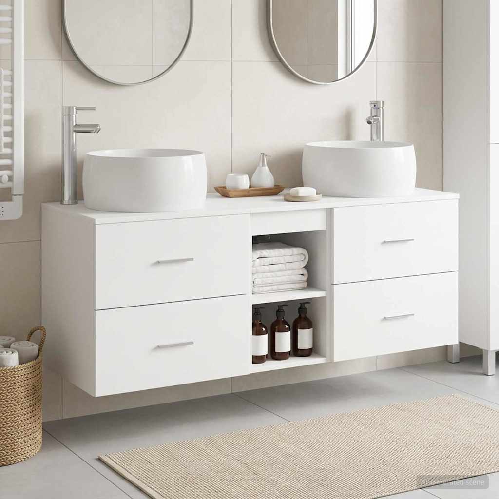 vidaXL Bathroom Furniture Set 3 pcs White 129 x 44.5 x 80 cm 1