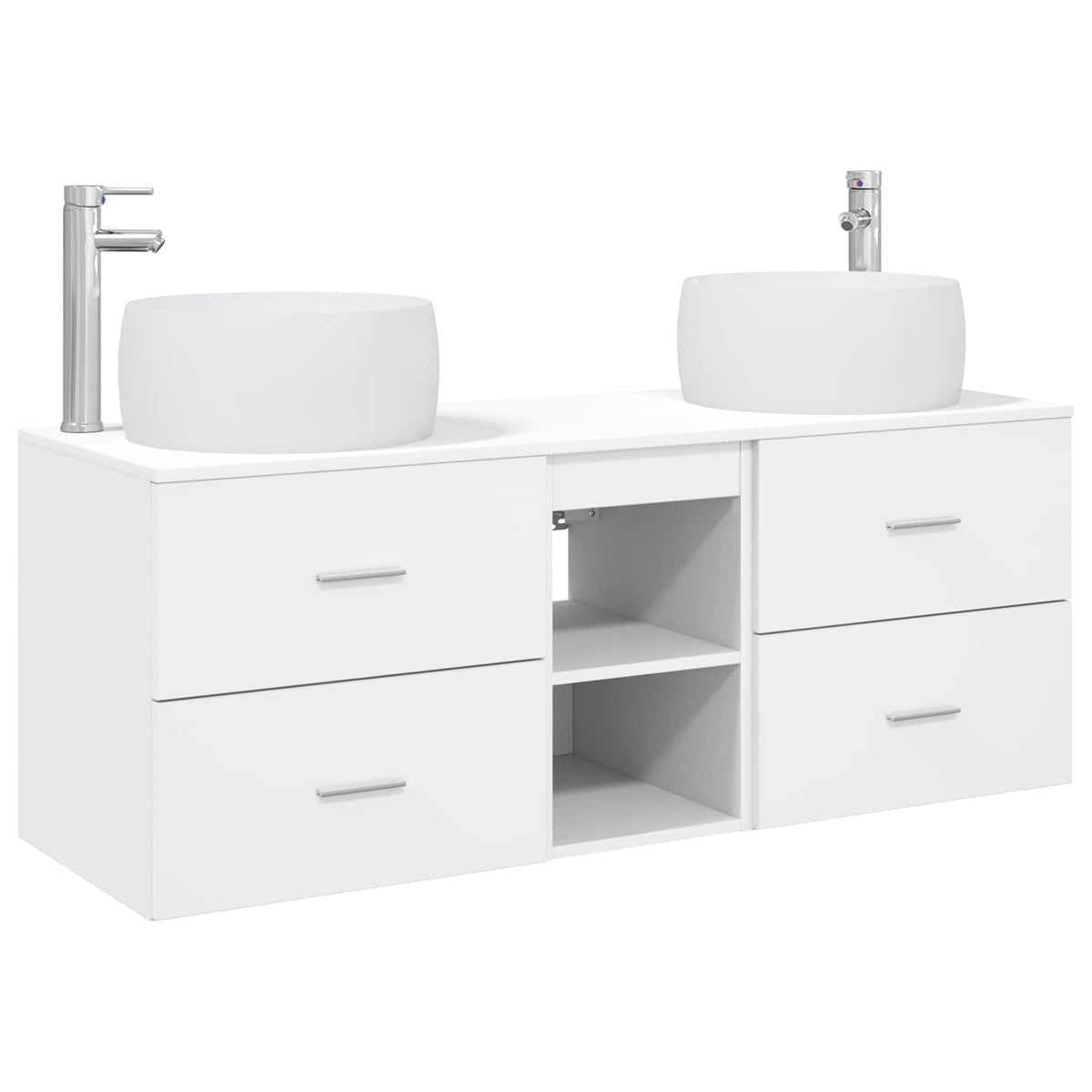 vidaXL Bathroom Furniture Set 3 pcs White 129 x 44.5 x 80 cm 2