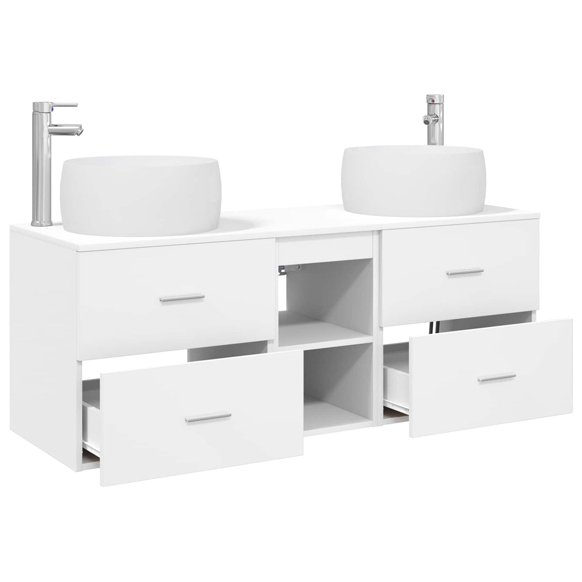 vidaXL Bathroom Furniture Set 3 pcs White 129 x 44.5 x 80 cm 4