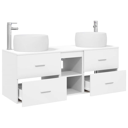 vidaXL Bathroom Furniture Set 3 pcs White 129 x 44.5 x 80 cm 4