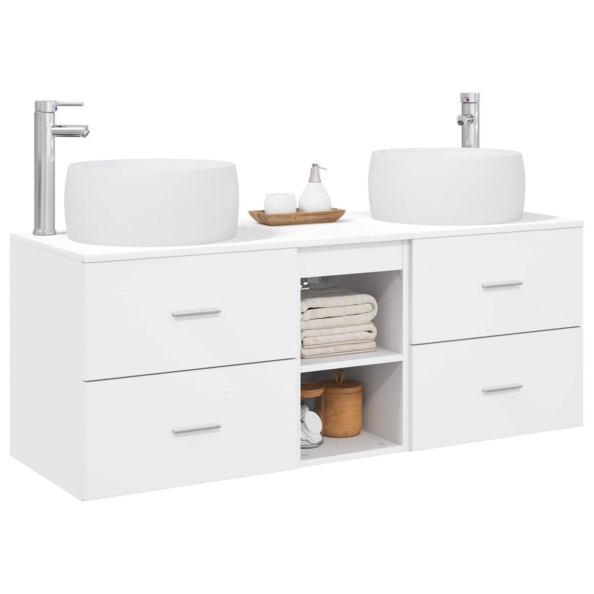 vidaXL Bathroom Furniture Set 3 pcs White 129 x 44.5 x 80 cm 3