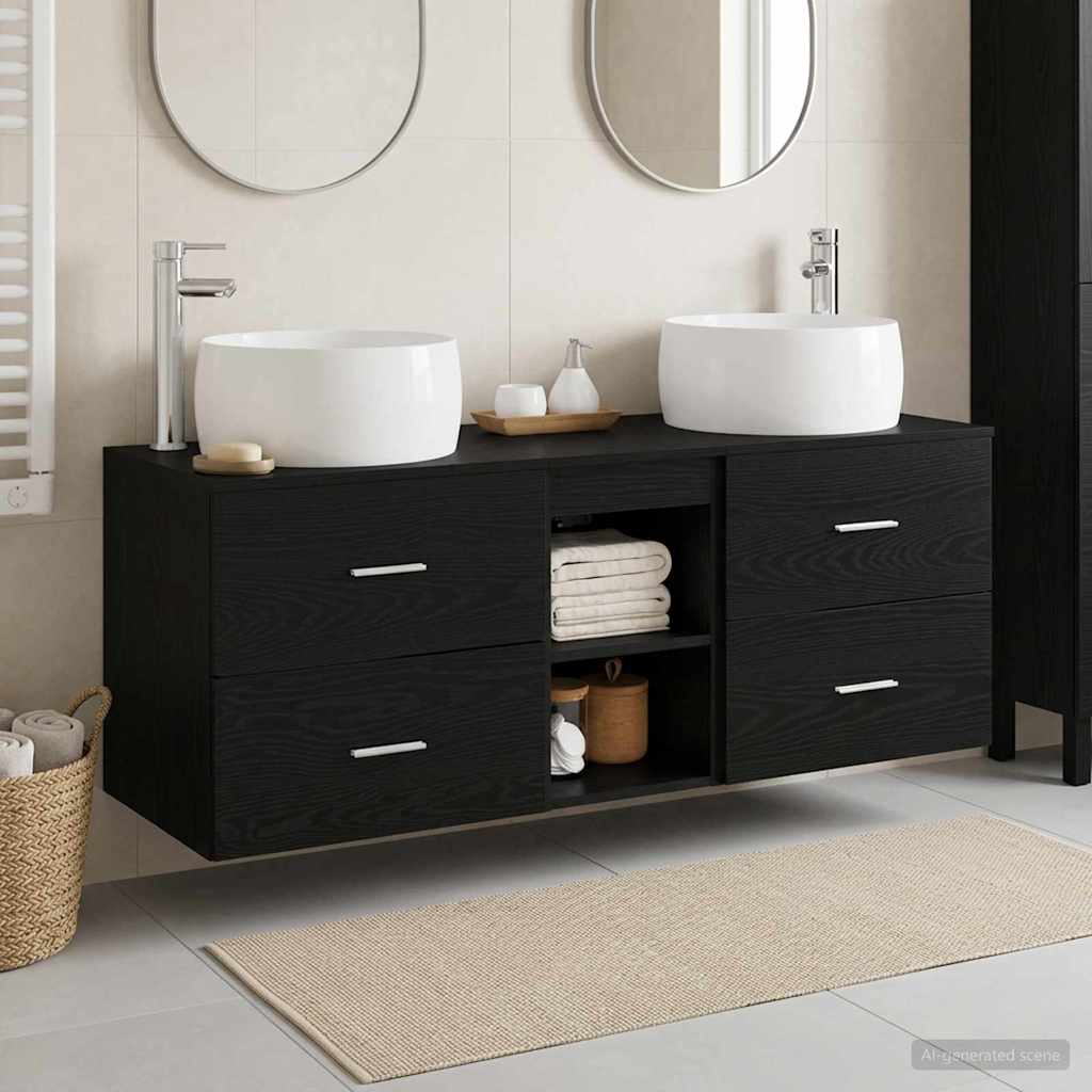 vidaXL Bathroom Furniture Set 3 pcs Black 49.5 x 44.5 x 66 cm 1