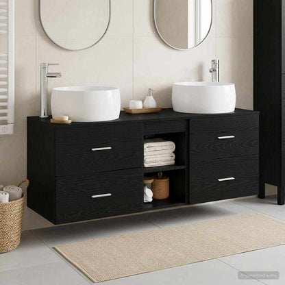 vidaXL Bathroom Furniture Set 3 pcs Black 49.5 x 44.5 x 66 cm 1