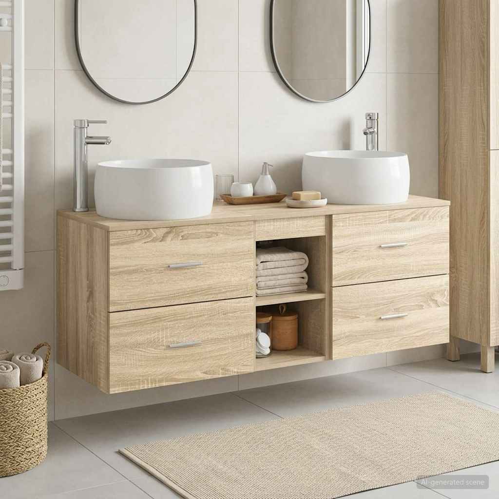 vidaXL Bathroom Furniture Set 3 pcs Sonoma Oak 49.5 x 44.5 x 66 cm 1