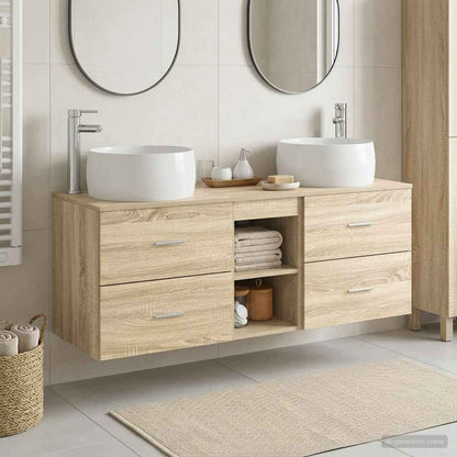 vidaXL Bathroom Furniture Set 3 pcs Sonoma Oak 49.5 x 44.5 x 66 cm 1