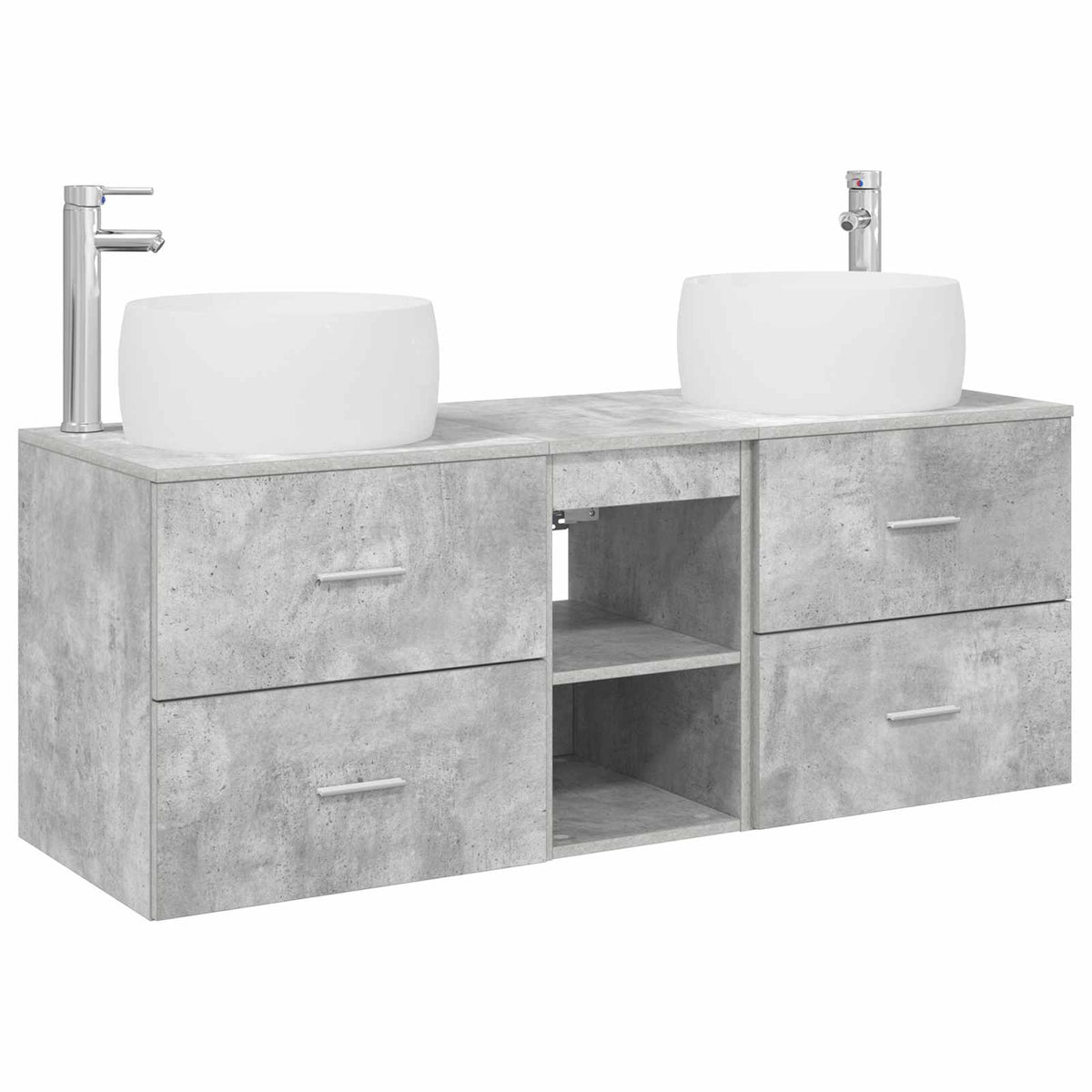 Wall-mounted Bathroom Cabinet Set 3 pcs Concrete grey