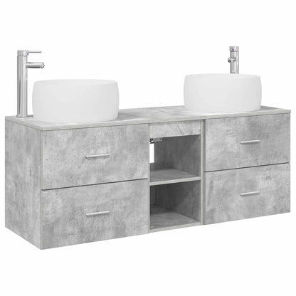 Wall-mounted Bathroom Cabinet Set 3 pcs Concrete grey