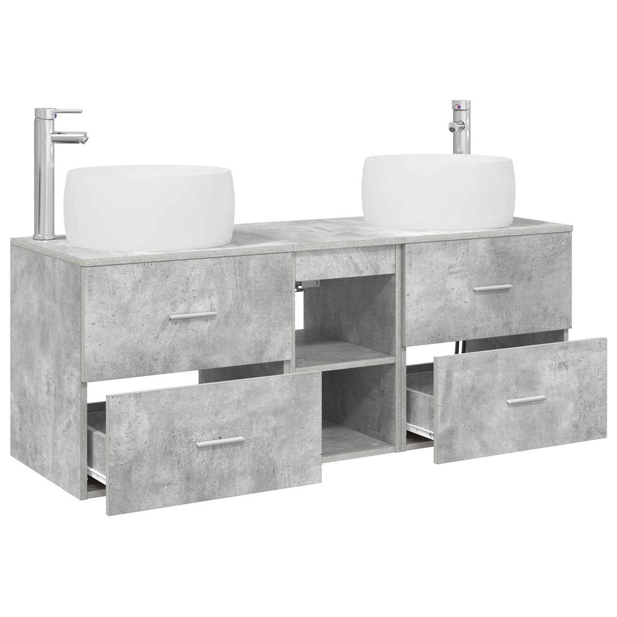 vidaXL Bathroom Furniture Set 3 pcs Concrete Grey 49.5 x 44.5 x 66 cm 4