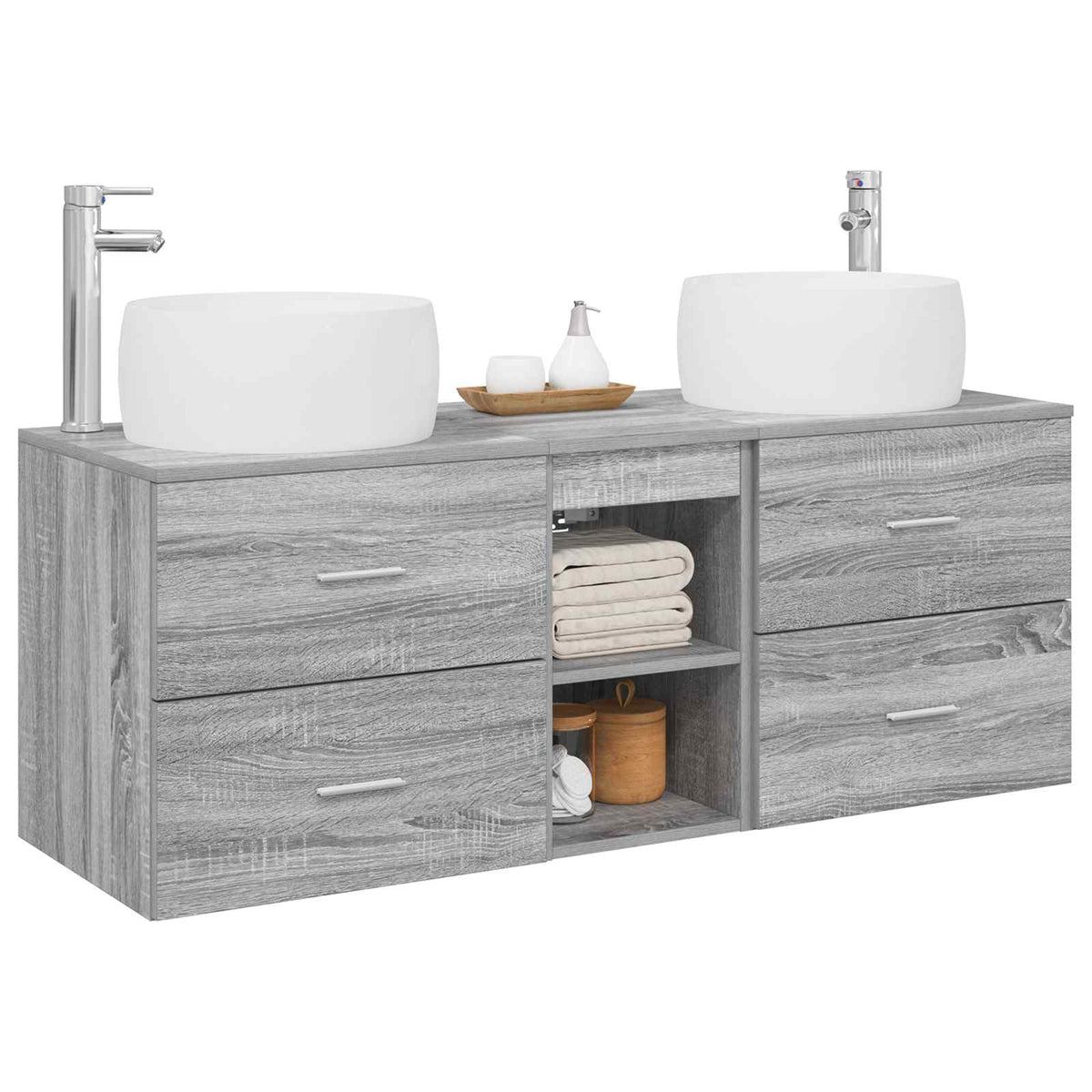 Wall-mounted Bathroom Cabinet Set 3 pcs Grey sonoma