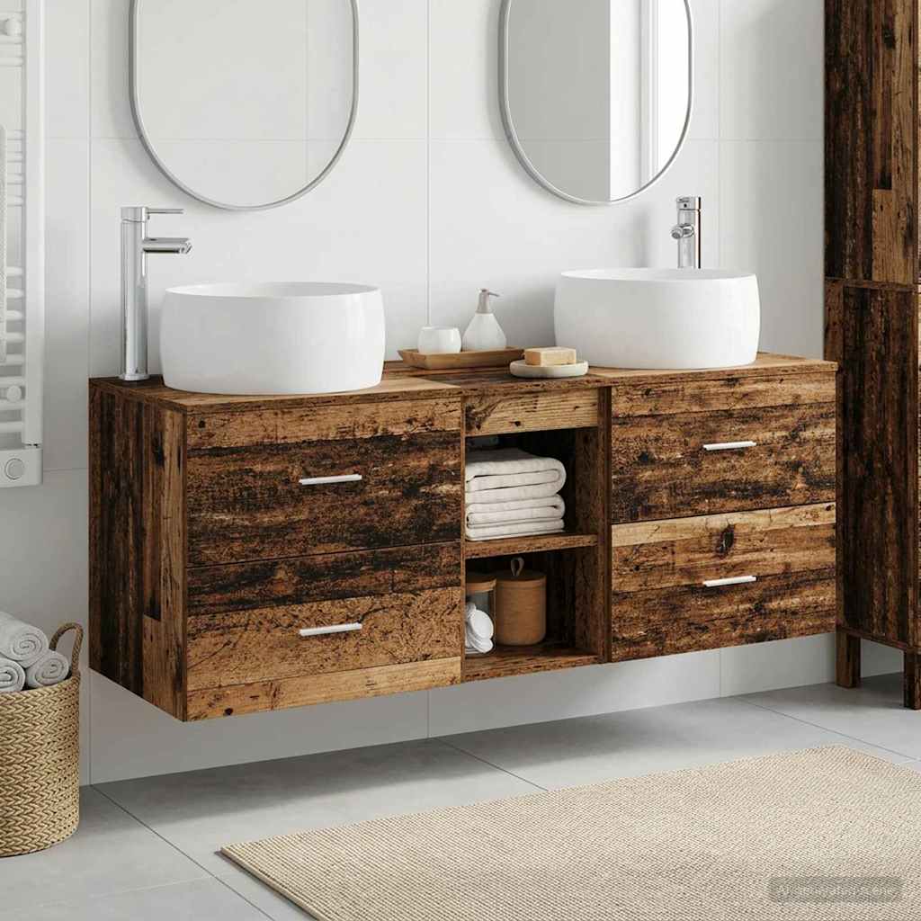 vidaXL Bathroom Furniture Set 3 pcs Old Wood 49.5 x 44.5 x 66 cm 1