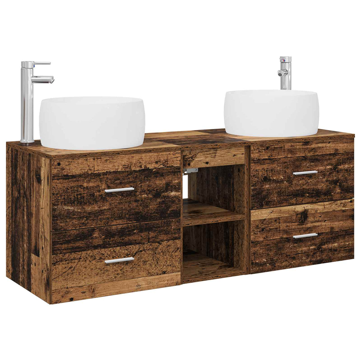 Wall-mounted Bathroom Cabinet Set 3 pcs Old wood