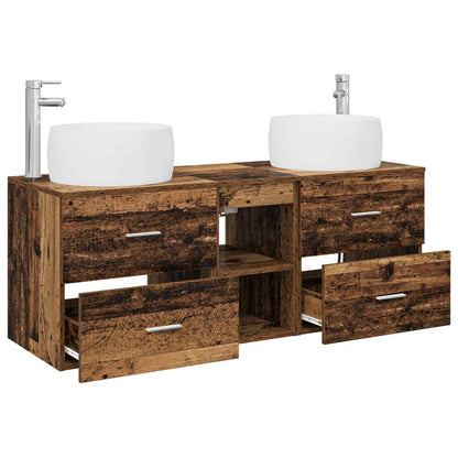 vidaXL Bathroom Furniture Set 3 pcs Old Wood 49.5 x 44.5 x 66 cm 4