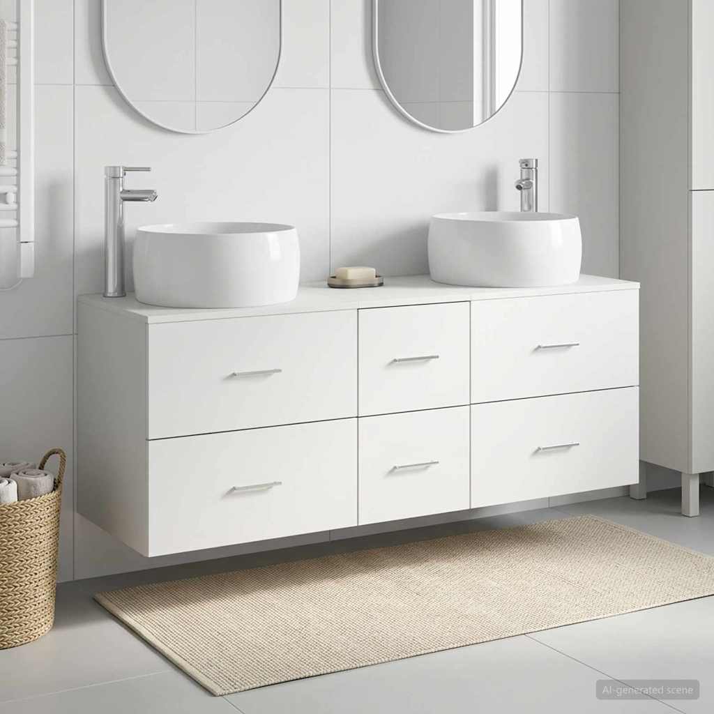 vidaXL Bathroom Furniture Set 3 pcs White 129 x 44.5 x 80 cm 1