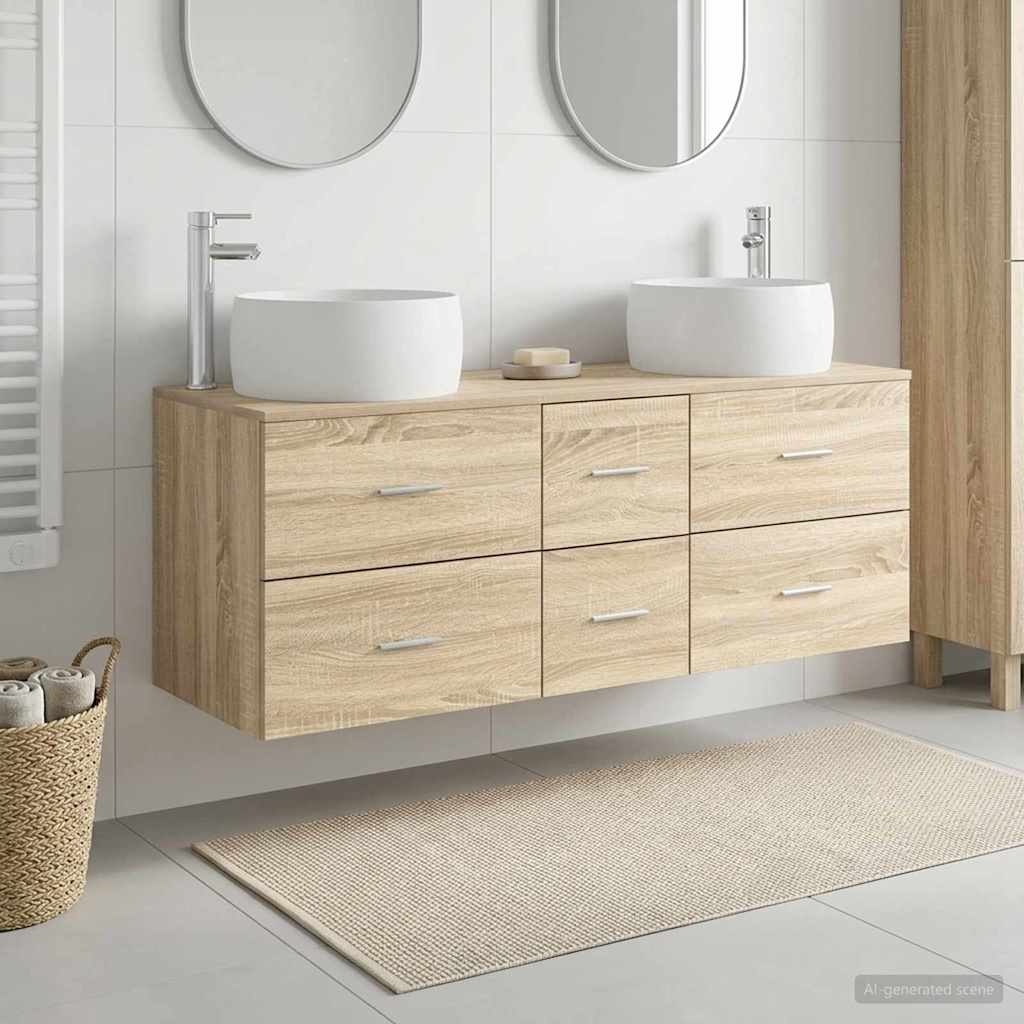 vidaXL Bathroom Furniture Set 3 pcs Sonoma Oak 49.5 x 44.5 x 66 cm 1