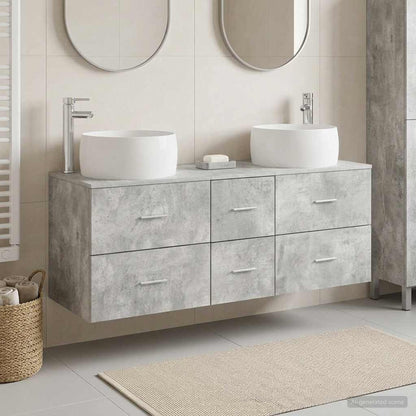 Bathroom Cabinet Set 3 pcs 129 x 44.5 x 80 cm Concrete grey