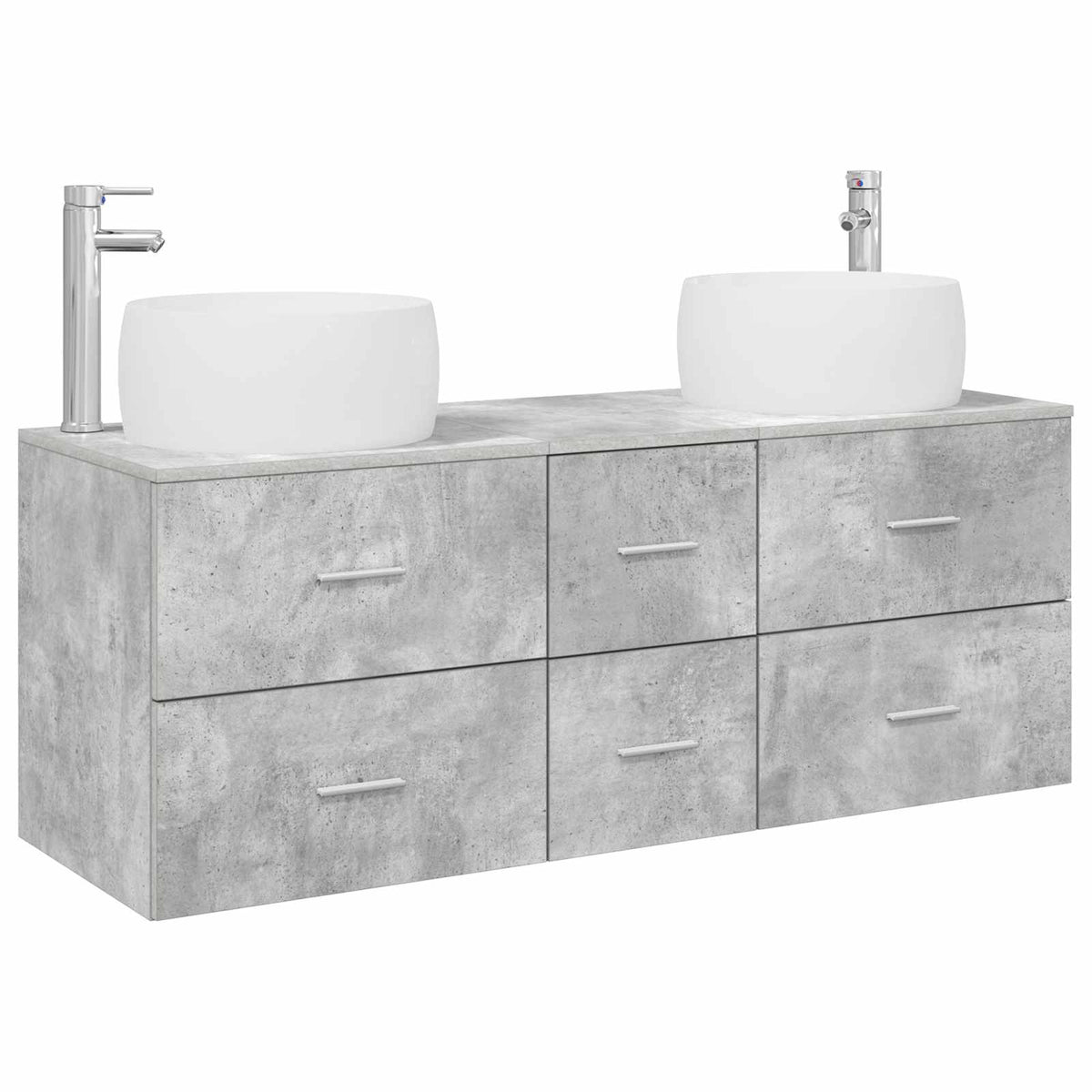 Bathroom Cabinet Set 3 pcs 129 x 44.5 x 80 cm Concrete grey