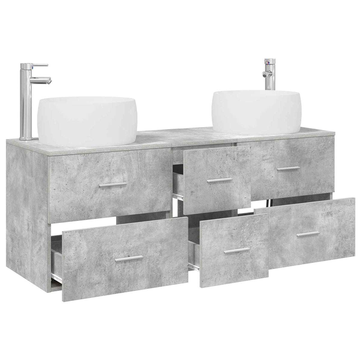 Bathroom Cabinet Set 3 pcs 129 x 44.5 x 80 cm Concrete grey