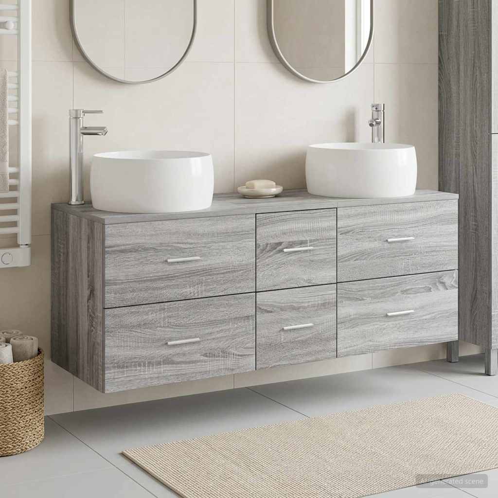 vidaXL Bathroom Furniture Set 3 pcs Grey Sonoma 129 x 44.5 x 80 cm 1