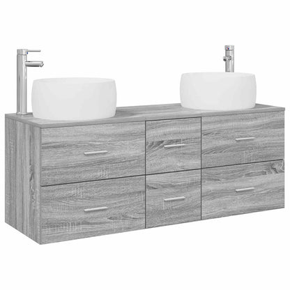 vidaXL Bathroom Furniture Set 3 pcs Grey Sonoma 129 x 44.5 x 80 cm 2