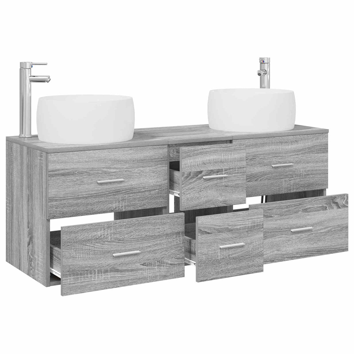 vidaXL Bathroom Furniture Set 3 pcs Grey Sonoma 129 x 44.5 x 80 cm 3