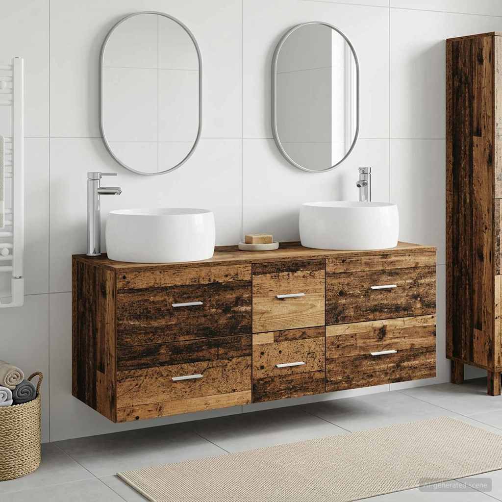 vidaXL Bathroom Furniture Set 3 pcs Old Wood 49.5 x 44.5 x 66 cm 1