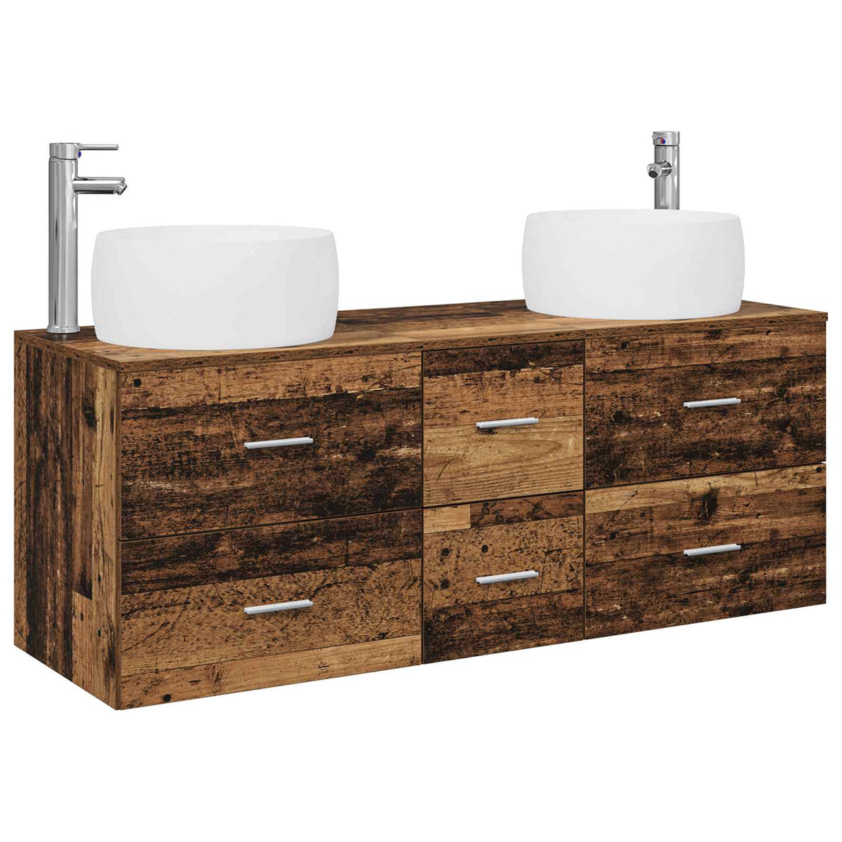 vidaXL Bathroom Furniture Set 3 pcs Old Wood 49.5 x 44.5 x 66 cm 2