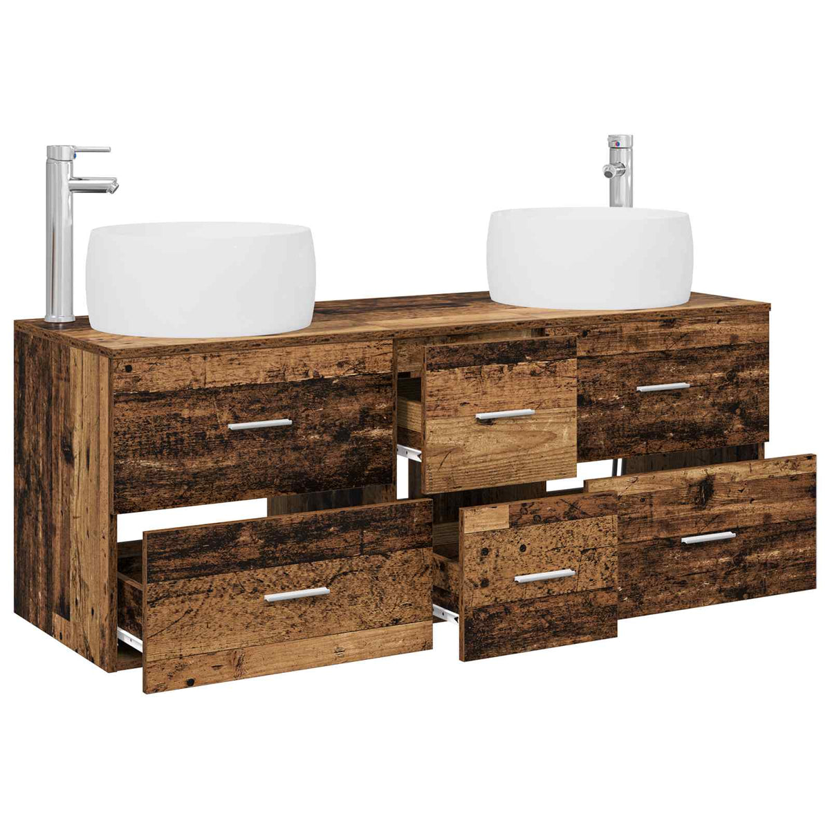 vidaXL Bathroom Furniture Set 3 pcs Old Wood 49.5 x 44.5 x 66 cm 3
