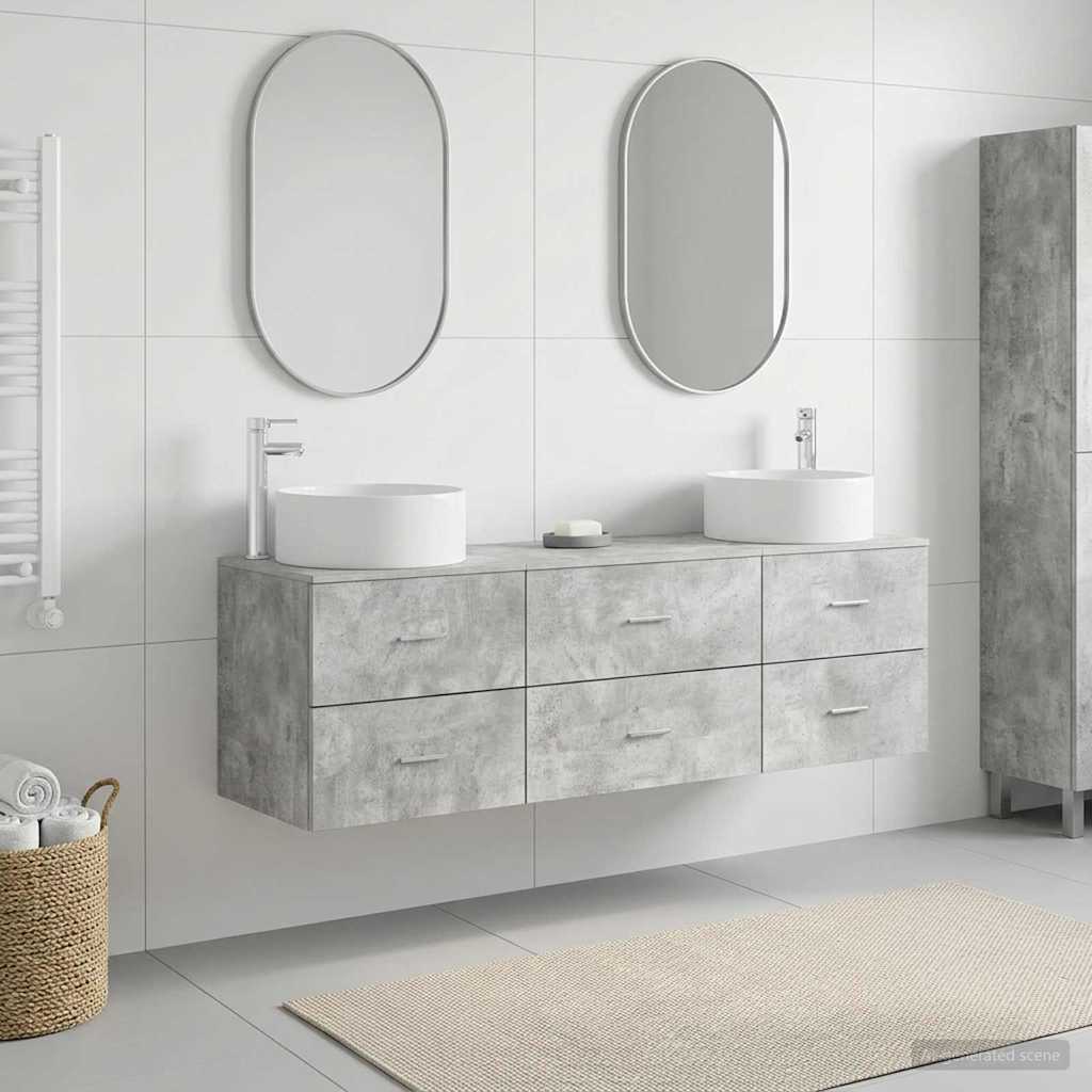 vidaXL Bathroom Furniture Set 3 pcs Concrete Grey 161.5 x 44.5 x 80 cm 1
