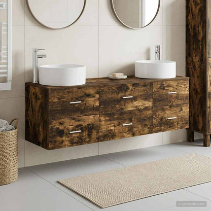 vidaXL Bathroom Furniture Set 3 pcs Smoked Oak 161.5 x 44.5 x 80 cm 1