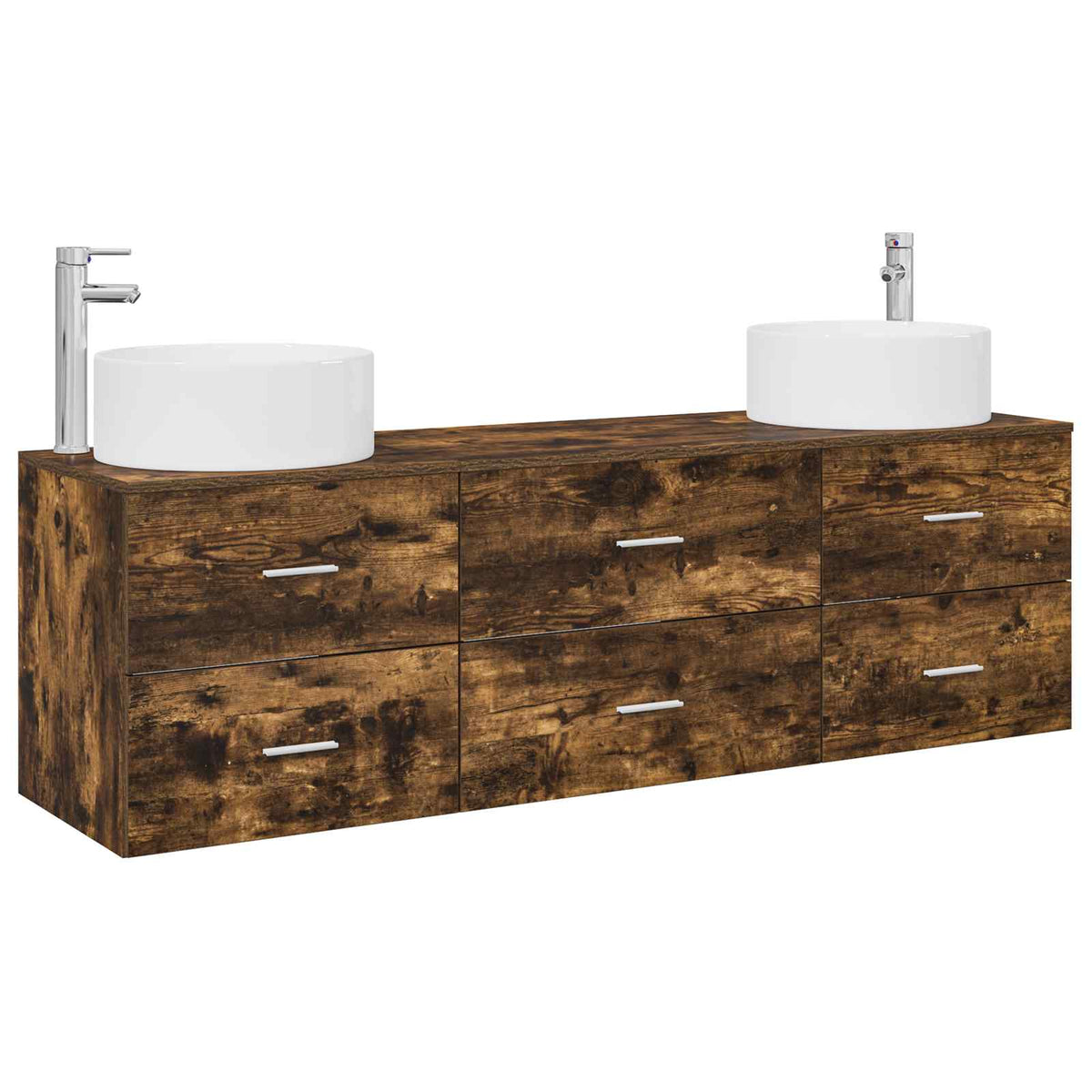 vidaXL Bathroom Furniture Set 3 pcs Smoked Oak 161.5 x 44.5 x 80 cm 2