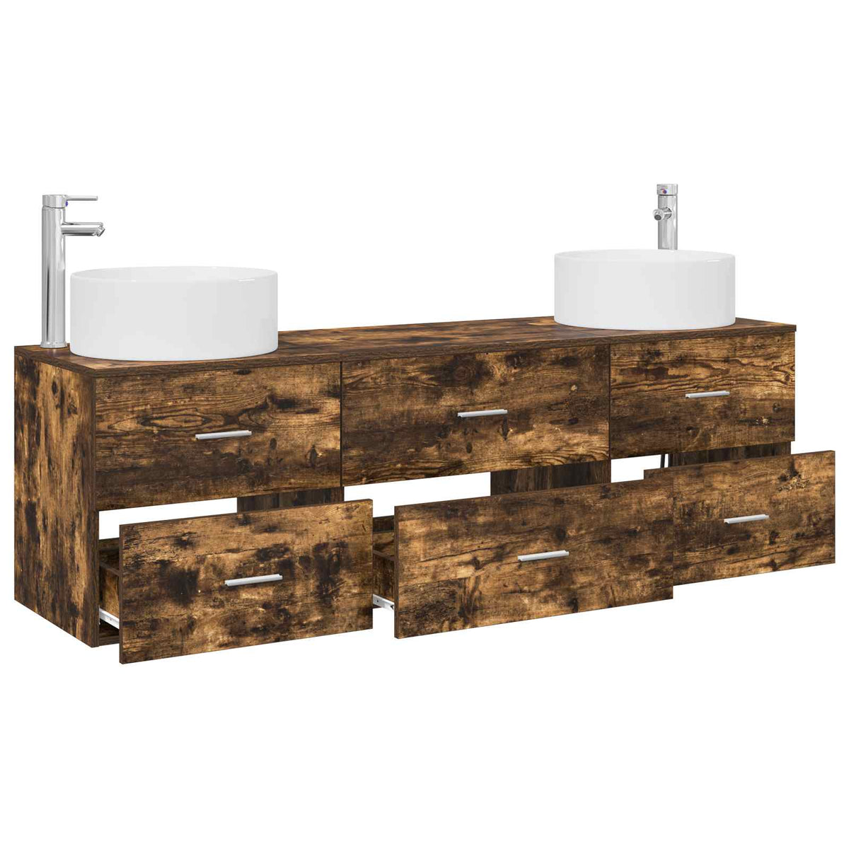 vidaXL Bathroom Furniture Set 3 pcs Smoked Oak 161.5 x 44.5 x 80 cm 3