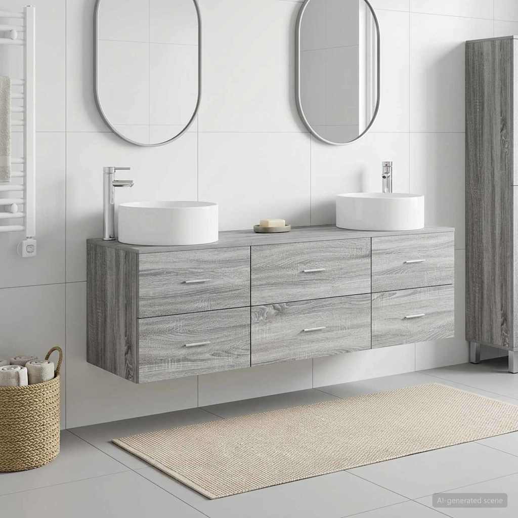 vidaXL Bathroom Furniture Set 3 pcs Grey Sonoma 161.5 x 44.5 x 80 cm 1