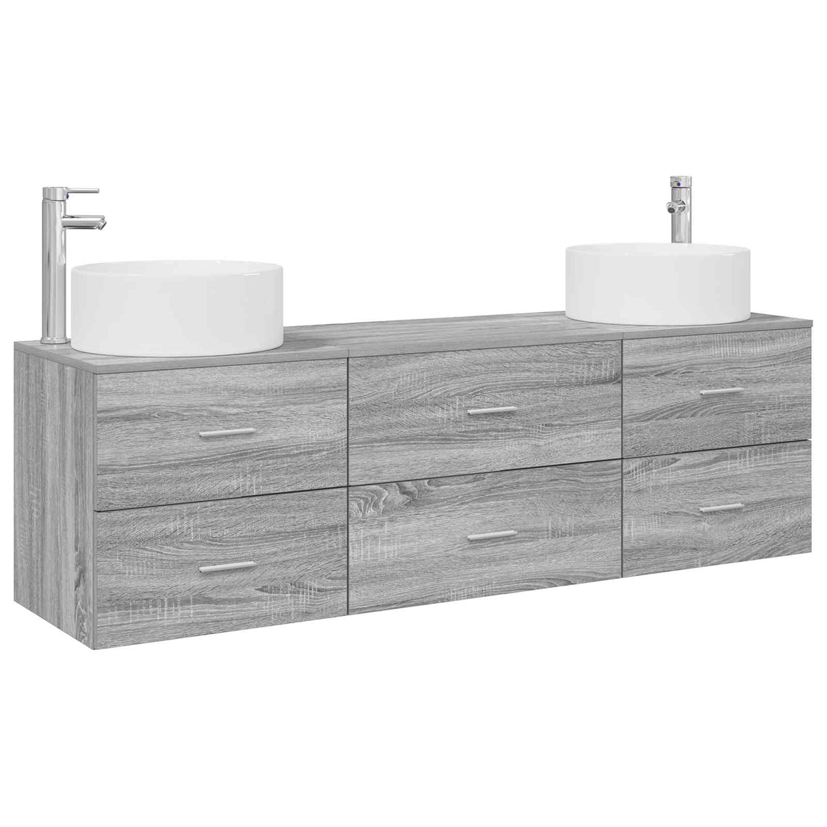 vidaXL Bathroom Furniture Set 3 pcs Grey Sonoma 161.5 x 44.5 x 80 cm 2
