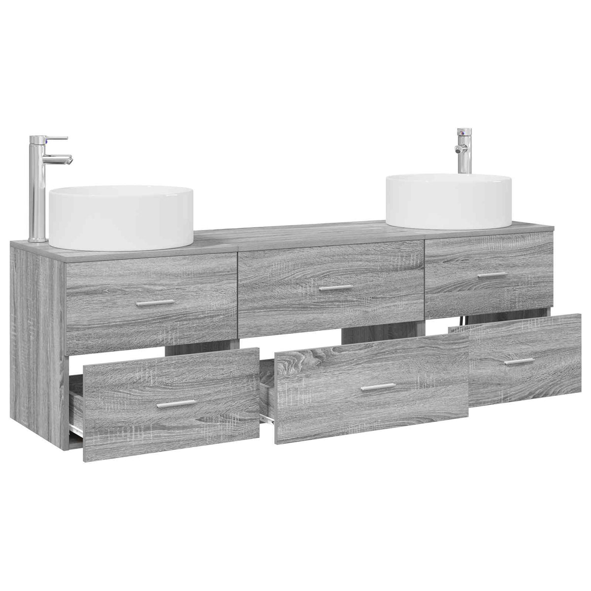 vidaXL Bathroom Furniture Set 3 pcs Grey Sonoma 161.5 x 44.5 x 80 cm 3