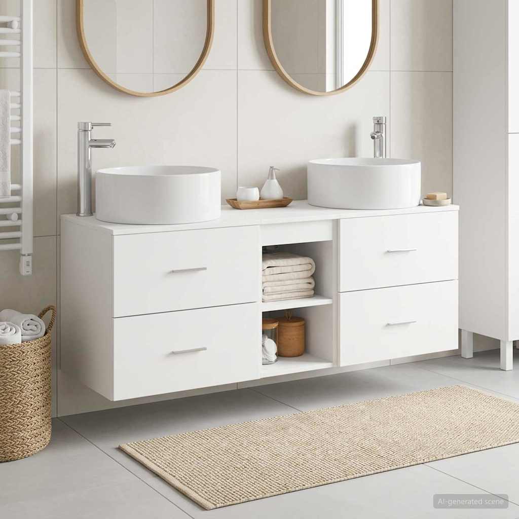 vidaXL Bathroom Furniture Set 3 pcs White 129 x 44.5 x 80 cm 1