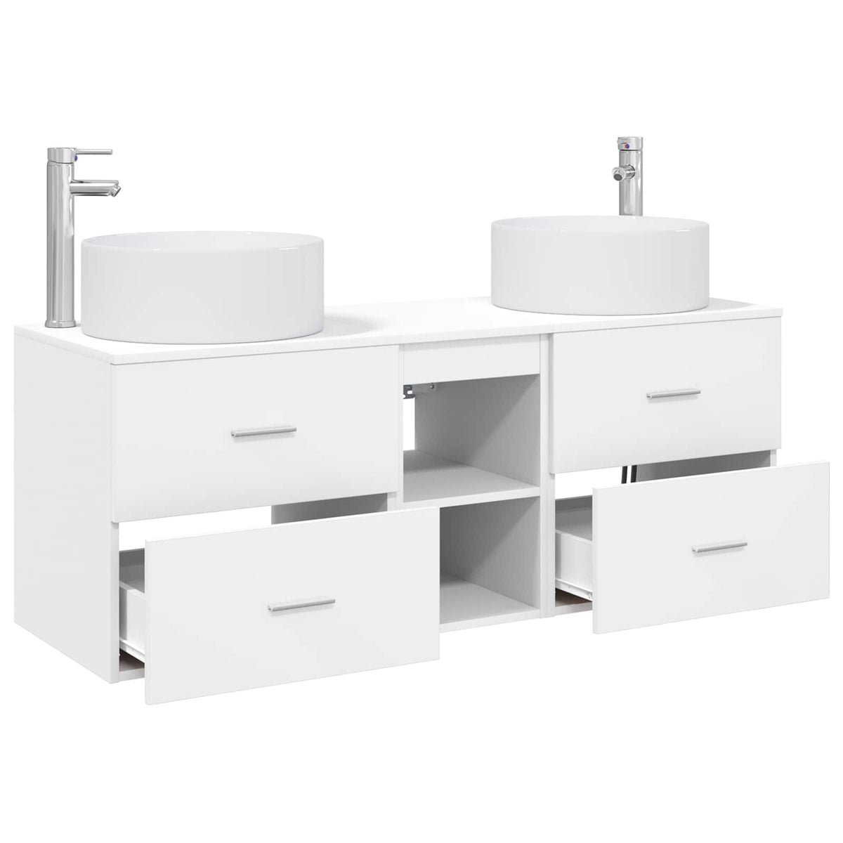 vidaXL Bathroom Furniture Set 3 pcs White 129 x 44.5 x 80 cm 4