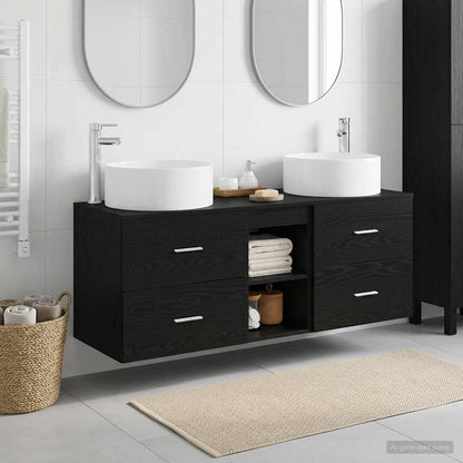 vidaXL Bathroom Furniture Set 3 pcs Black 129 x 44.5 x 80 cm 1