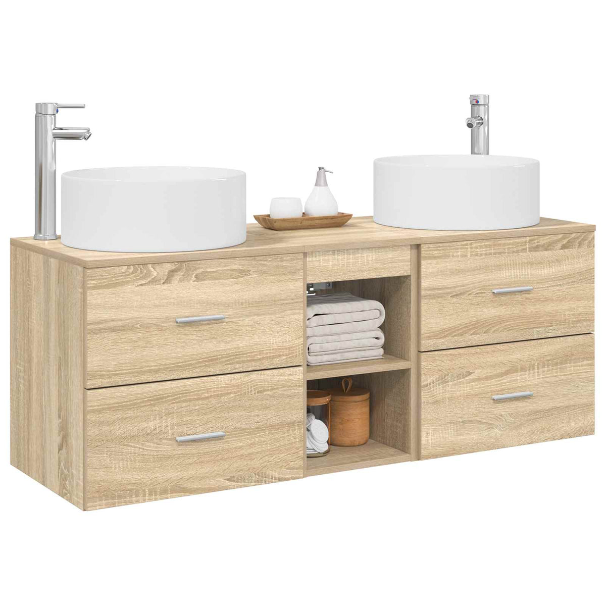 vidaXL Bathroom Furniture Set 3 pcs Sonoma Oak 129 x 44.5 x 80 cm 3