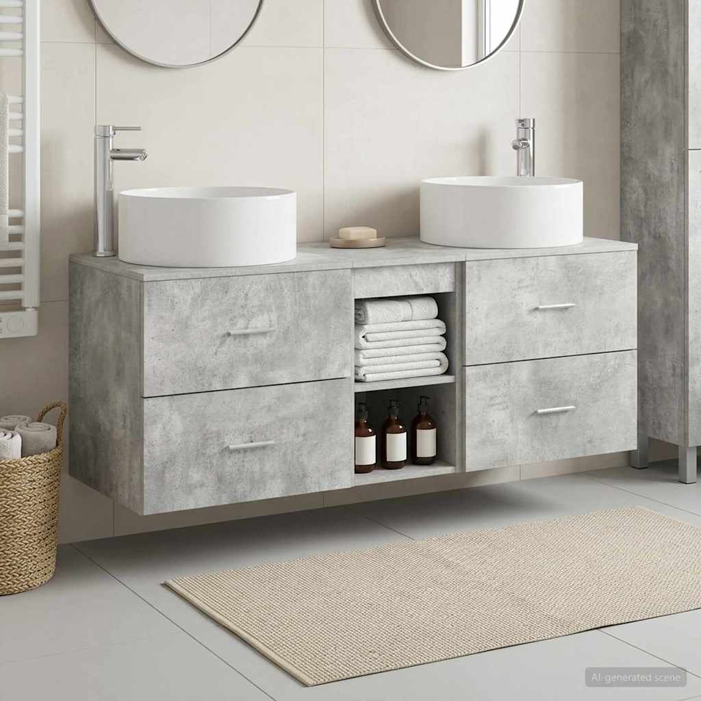 vidaXL Bathroom Furniture Set 3 pcs Concrete Grey 129 x 44.5 x 80 cm 1